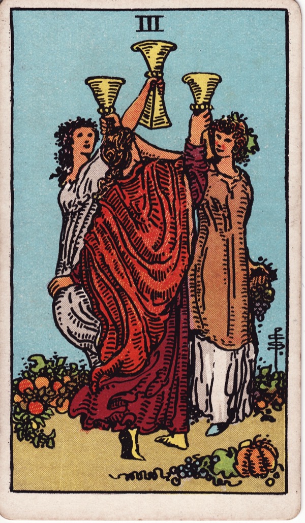 Three of Cups from the Rider-Waite-Smith tarot deck