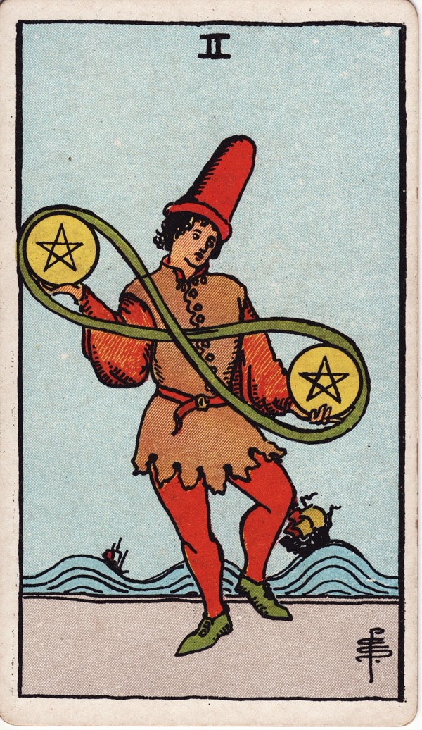Two of Pentacles from the Rider-Waite-Smith tarot deck
