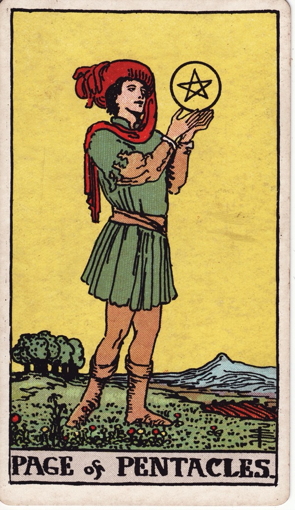 Page of Pentacles from the Rider-Waite-Smith tarot deck