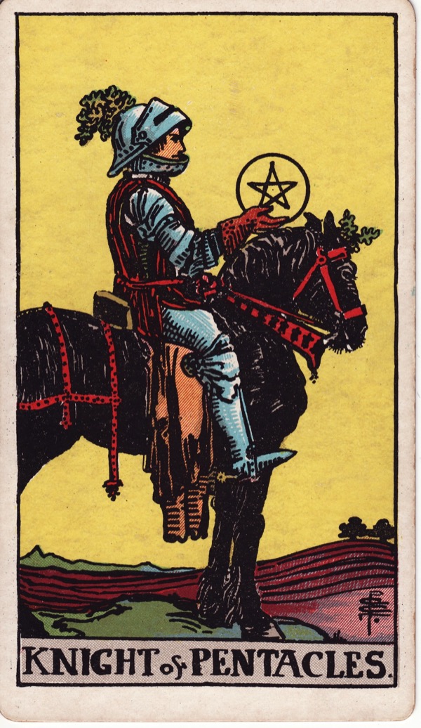 Knight of Pentacles from the Rider-Waite-Smith tarot deck