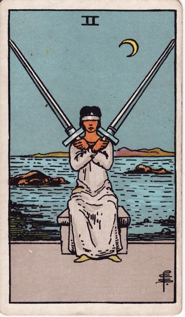 Two of Swords from the Rider-Waite-Smith tarot deck