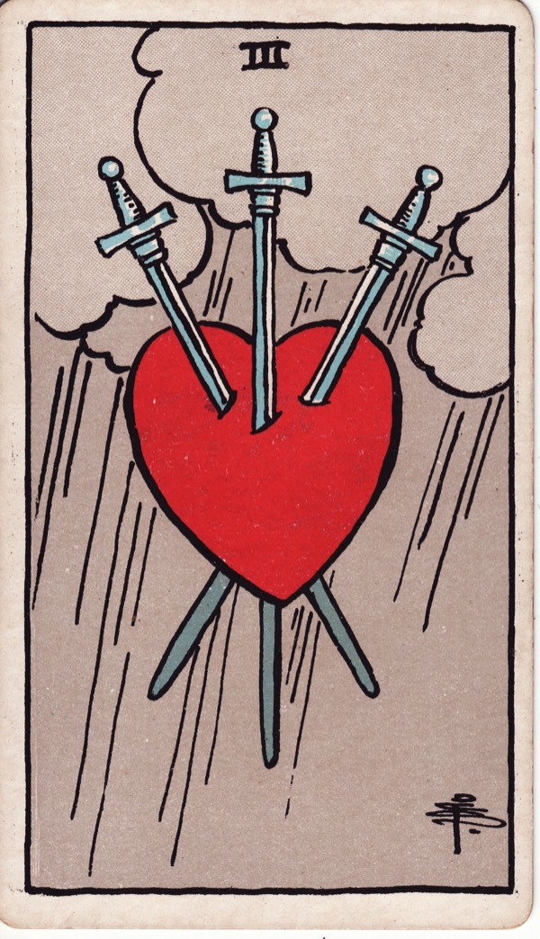 Three of Swords from the Rider-Waite-Smith tarot deck