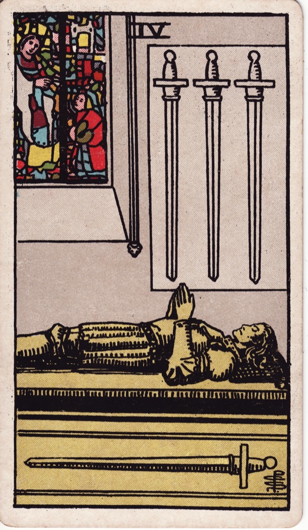Four of Swords from the Rider-Waite-Smith tarot deck