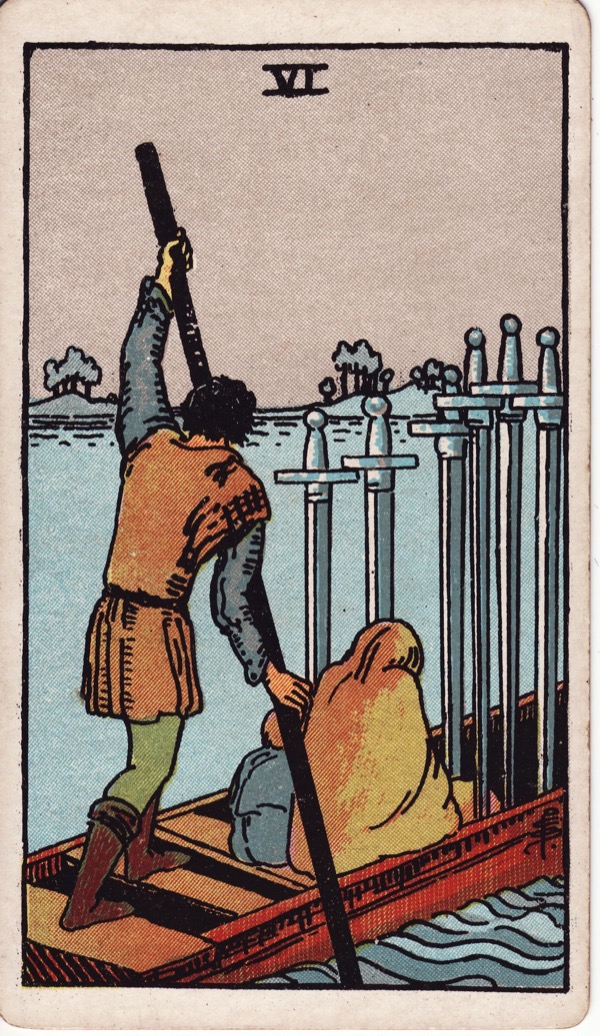 Six of Swords from the Rider-Waite-Smith tarot deck