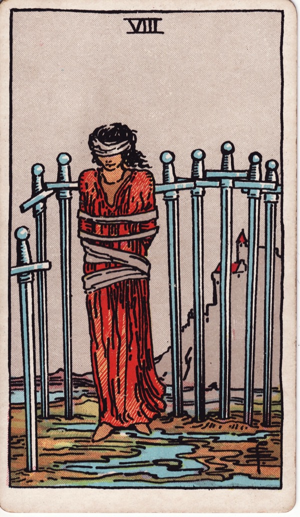 Eight of Swords from the Rider-Waite-Smith tarot deck