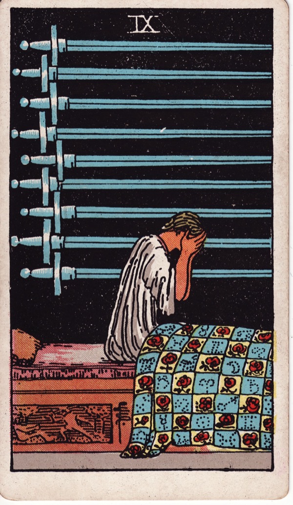 Nine of Swords from the Rider-Waite-Smith tarot deck