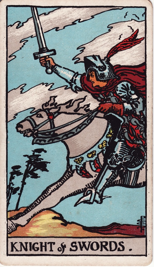 Knight of Swords from the Rider-Waite-Smith tarot deck