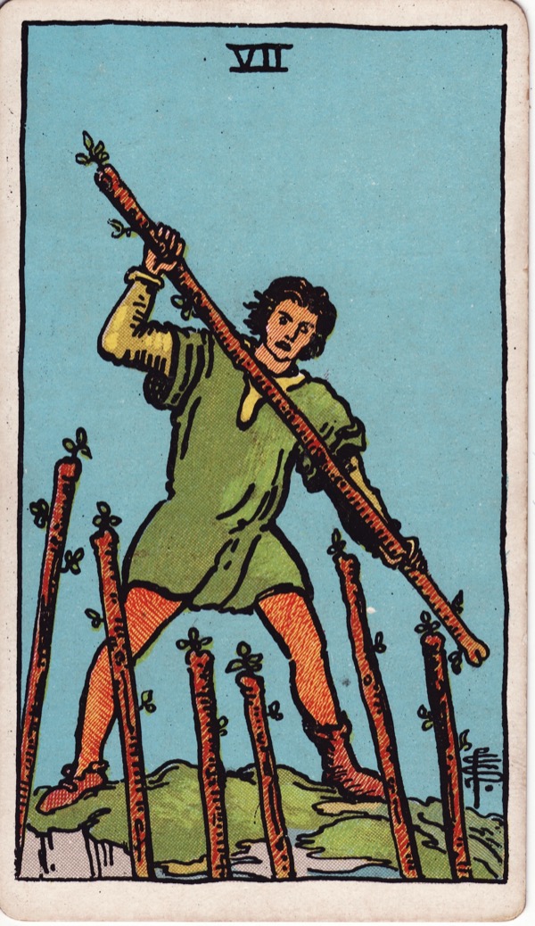 Seven of Wands from the Rider-Waite-Smith tarot deck