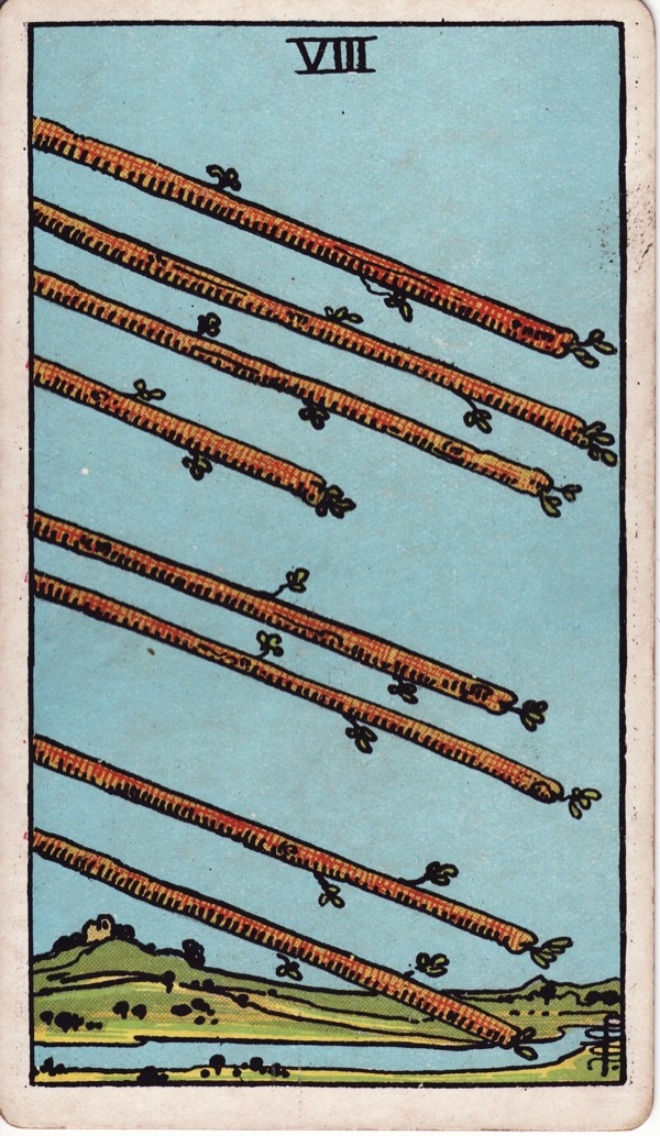 Eight of Wands from the Rider-Waite-Smith tarot deck